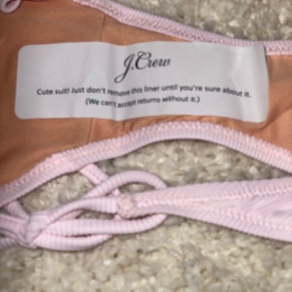 J. Crew NWT Ribbed Curved Waist Cheeky String Bikini Bottom Size M Pink 80s - Picture 5 of 5